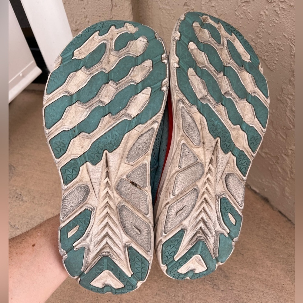 HOKA CLIFTON 8 Aqua Blue Orange Women’s 9.5 D Sneaker Running Shoe Comfy - Picture 11 of 11